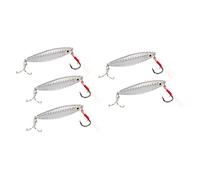 HEEPDD Esche da pesca in metallo Vib, colore brillante, occhi 3D, esche da pesca artificiali, 20 g, 5 pezzi, per fiume (argento)