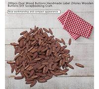 HEEPDD Etichette Fatte a Mano da 200 Pezzi, Bottoni Decorativi in legno, Forma Ovale Unica per Progetti Artigianali Fai-da-te, Ideali per Cucire Vestiti e Scrapbooking
