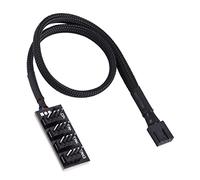 HEEPDD Extender del Cavo del Connettore a Ventole a 4 Pin con Funzione PWM per Ventole di Computer, Splitter a 4 Vie a Maniche Nere per il Controllo della velocità, Compatibile con 3-Pin/Pin,