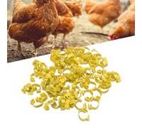 HEEPDD Fasce per Cosce di Pollo Etichette di Identificazione del Pollame Numerate 100 Pezzi 0,79 Pollici Doppia Chiusura in Plastica per Allevamenti di Allevamenti di Pollame nel Cortile (Yellow)