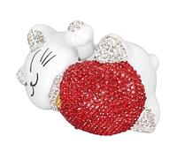 HEEPDD Gatto della Fortuna Ad Energia Solare, Gatto della Fortuna in Plastica con Braccio Ondulante e Orecchie Rosa, Graziosa Decorazione da Desktop da 4,3 Pollici per la Casa o l'Ufficio (