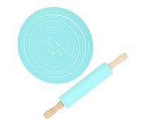 HEEPDD Grande Rullo di Silicone per L'offesa e Set di Cuscinetti, Elementi della Cucina Necessari per Fai -da -te, Pizza e Waffle (BLUE)