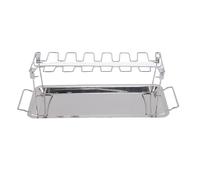 HEEPDD Griglia per Cosce di Pollo con Vassoio Antigoccia, Griglia per 12 Slot Supporto per Bacchette per Barbecue in Acciaio Inossidabile Supporto per Lecca-Lecca per Girarrosto per Forni Griglie