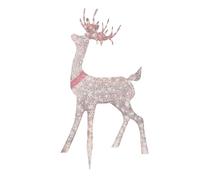 HEEPDD Illuminazione con Cervi di Natale, Display Festivi Illuminati Luce a LED Decorazione su Palo Renna Illuminata Impermeabile con Picchetti per la Decorazione dell'ingresso del Giardino Cervo