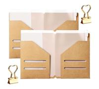HEEPDD Kit di Accessori per Notebook da Viaggio 6 in 1 Set Cartelle di File Kraft, Buste con Cerniera in PVC Clip a Cuore per Diario Standard Organizzatore di Biglietti di (Set da 6 sacchetti di
