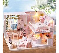 HEEPDD Kit Fai da Te in Miniatura per Casa delle Bambole in Legno con Luce LED, Assemblaggio Creativo per Adolescenti, Dettagli Realistici dei Mobili, Design Compatto 11,8x9,3x2,8 Pollici Perfetto per
