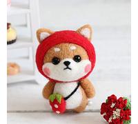 HEEPDD Kit Kit di Infeltrimento a Aghi, Facile da Assemblare e Gestire la Borsa Materiale per Incontri di Ago per Bambole Animali Adatto a Bambini e Adulti Principianti Nan (Shiba Inu alla fragola)
