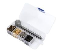 HEEPDD Kit Occhielli Occhielli in Metallo, Kit Pressa Manuale con in Rame per Artigianato in Pelle con Scatola di Plastica in Metallo, e Placcati da 3 Mm