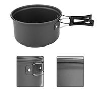 HEEPDD Kit Pasticcio 8 Pezzi Set di Pentole da Campeggio Portatili, Lega di Alluminio, per Viaggiatori all'aperto, 1-2 Persone, Manico Pieghevole, Include Pentola, Padella, Ciotole, Utensili da (#1)