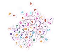 HEEPDD Kit per Creazione Braccialetti, 300 Perline con Numeri Rotondi, Acrilico Colorato, Giocattolo Educativo per la Creazione di Gioielli, Braccialetti Fai-da-te, Collane, Portachiavi, età 6-12 Anni