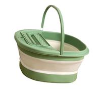 HEEPDD Lavandino per i Piedi Vasca per Immersione dei Piedi Spa con Plastica Addensata e Punti di Massaggio per la Casa Appartamento Dormitorio Lavandino Pieghevole per Pediluvio Nan (bianco verde)