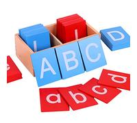 HEEPDD Lettere Montessori in Carta Vetrata, Materiale in Faggio, Esperienza Tattile per Bambini, Pratica di Pronuncia e Scrittura, Adatta per l'apprendimento in età Prescolare (Come Mostrato)