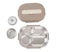 HEEPDD Lunch Box/Box Lunch 1500ml Multi Scomparti Contenitore per Alimenti con Zuppa Ciotola Cucchiaio Bacchette Borsa per Lavoro Scuola Picnic Acciaio Inossidabile 316 Nan (Colore del caffè)