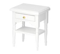 HEEPDD Mini Mobili per Camera da Letto Comodino in Miniatura in Scala 1:12, Mobili per Casa delle Bambole in Legno Bianco per Scena Camera da Letto Accessori per Casa Modello Realistico con Cassetto
