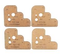 HEEPDD Modello Acrilico per Angoli Circolari da 4 Pezzi, Stencil per Righello Artigianale in Pelle Trasparente con Carta Kraft Protettiva, per Taglio della Pelle Fai da Te e