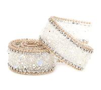 HEEPDD Nastro di, 50 x 2,5 cm Diamond Sparkling Bling Ribbons Nastro Autoadesivo per Scarpe Borsa Vestiti Decorazione della Festa Nuziale Fai da Te(#01)