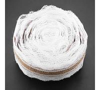 HEEPDD Nastro di Pizzo Bianco, Materiale di Iuta Naturale, Design Rustico, Lunghezza 10 M, per Decorazioni per Feste di Matrimonio e Artigianato Fatto a Mano