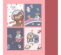 HEEPDD Notebook da Cartone Animato da 4 Pezzi, 32 Pagine NOVEPADS CINETTO Pianificatore di Memo del Diario NAN (Space Bear (prezzo unico))