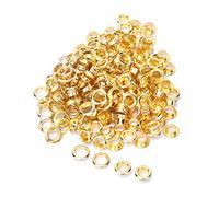 HEEPDD Occhielli passacavo 100 Pezzi, Occhielli in Ottone Metallo Solido Antico Riparazione Occhielli Sostituzione con Kit guarnizioni 100 Pezzi 6mm(Oro)