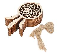 HEEPDD Ornamenti in Legno Non Finiti, Etichette Acchiappasogni in Legno Naturale, Ideali per l'artigianato e Decorazioni Natalizie, 20 Pezzi per Feste e Progetti Fai da Te