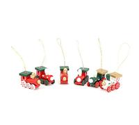 HEEPDD Ornamenti Natalizi per Treni, Set di Decorazioni con 6 Pezzi per Feste e Camerette per Bambini Ornamenti Natalizi per Treni, Mini Treno in Legno e Giocattoli per Bambini (piccolo treno