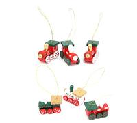 HEEPDD Ornamenti per Trenini Natalizi, Set di Decorazioni per Mini Trenini in Legno con 6 Pezzi per Feste e Camerette per Bambini (piccolo treno pendente)