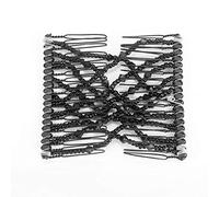 HEEPDD Pettine per Capelli Magico Il Pettine Doppio Leggero Tiene Tutti i Tipi in Modo Sicuro con Design in Rilievo per l'uso in Feste di Ballo di Fine Anno per Donne e Ragazze (BLACK)