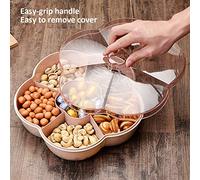 HEEPDD Porta Vassoio a Forma di Fiori Snack Vassoio da Servizio con Coperchio, Design Multi Griglia, Snacks Box di Stoccaggio per Dadi, Caramelle, Frutta Secca, Materiale Plastico Nan (PINK)