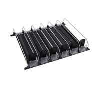 HEEPDD Portabicchieri Portabevande a Spinta Automatica, Organizer Caricato a Molla con Larghezza Regolabile, Materiale ABS, 15x15 Pollici, Contiene 35 Lattine, per Riporre il Frigorifero in (BLACK)