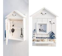 HEEPDD Portachiavi in legno Montato a Parete, Soluzione di Archiviazione Versatile con Dimensioni 11,6 X 7,1 Pollici, Design a Tema Faro per Decorazioni Domestiche Costiere o Uso in (Cassetta