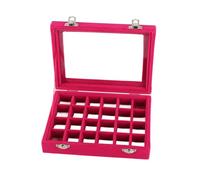 HEEPDD Portagioie compatto in velluto con 24 scomparti per orecchini, anelli, bracciali, orologi, spille e altro ancora, design elegante con display trasparente, ideale per riporre gioielli (rosso)