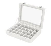 HEEPDD Portagioie compatto in velluto con 24 scomparti per orecchini, anelli, bracciali, orologi, spille e altro ancora, design elegante con display trasparente, ideale per riporre gioielli (bianco)