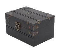 HEEPDD Portagioie Vintage in Legno, Organizer Grigio Fatto a Mano con Ampio Spazio per Anelli e Collane, Ideale per la Casa e i Viaggi