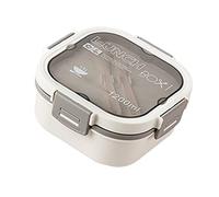 HEEPDD Portapranzo per Insalata in Plastica a 2 Strati, Contenitore per Insalata Adatto Al Microonde con Coperchio a Prova di Perdite e Scomparti per Impiegati (Bianco, 1200 ml)