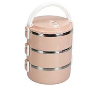 HEEPDD Portapranzo Portatile Lunch Box in Acciaio Inossidabile 304, Contenitore Termico, Forma Rotonda, Chiusura di Sicurezza, per Ufficio Scolastico, Uso Esterno, (PINK)