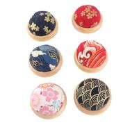 HEEPDD Puntaspilli Rotondi da 6 Pezzi, Design, Ideali per il Cucito e l'artigianato, Perfetti per l'uso Domestico Puntaspilli Rotondi da 6 Pezzi, Materiale di Pino, Ricamo Cucito Ergonomico