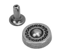 HEEPDD Rivetti Artigianali in Pelle 20 Set Argento Antico 10mm Rotondi Modello Sole, Base a Tromba 3x7mm, Metallo Antiruggine per Borsa Cintura Scarpe Giacca Jeans Decorazione Riparazione