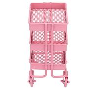 HEEPDD Scaffale di Stoccaggio a Tre Livelli in Metallo per Casa delle Bambole in Miniatura 1:12 con Ruote Funzionali per Collezionisti Scenari di Visualizzazione Creativi La mobilità Migliora (PINK)