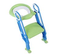 HEEPDD Scaletta WC per Bambini, Sedile Vasino Regolabile per Bambini Piccoli con Design a Doppio Bracciolo e Poggiapiedi Antiscivolo, BAGNO Verde Blu (Blu Verde)