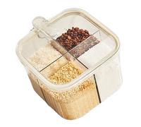 HEEPDD Scatola per Condimenti Trasparente Scatola per Condimenti a 4 Griglie, Contenitore per Spezie in Plastica per Sale, Zucchero, Ristorante (Bianco trasparente)