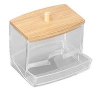 HEEPDD Scatola per Cotton Fioc, Contenitore in Plastica Trasparente in bambù, Organizer Versatile per Strumenti per il Trucco e Gioielli