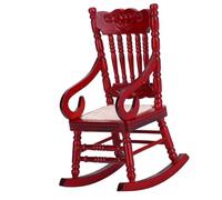 HEEPDD Sedia a Dondolo per Casa delle Bambole, Mobili per Bambole in Legno, Mini Poltrona Leggera per Box/Cover in Scala 1:12 e Tempo di Gioco per Bambini (Mogano)