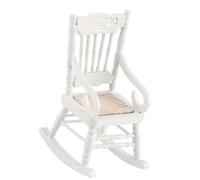 HEEPDD Sedia a Dondolo per Casa delle Bambole, Poltrona in Legno con Corda Lavorata a Maglia per Casa delle Bambole 1:12, Accessorio Perfetto per il Gioco dei Bambini (WHITE)