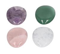 HEEPDD Set da 4 Pezzi di Worry Stones, Quarzo Rosa, Ametista, Avventurina Verde, Quarzo Trasparente, 1,77 X 1,38 Pollici, Superfici Lisce e Lucide per Alleviare l'ansia a Mano, Meditazione, Stress