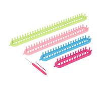 HEEPDD Set di 6 Telai in Plastica, Kit per Lavorare a Maglia con Telaio Rettangolare per Principianti, Picchetti Regolabili e Ferri da Maglia, Perfetti per Realizzare Sciarpe e Maglioni