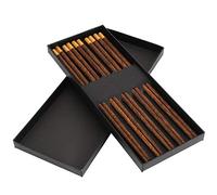 HEEPDD Set di Bacchette Cinesi in Legno di Mogano, Realizzate a Mano con Intarsio in Rame, Regalo Perfetto per Uso Domestico e Occasioni Speciali (#1)