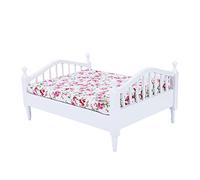 HEEPDD Set di Mobili per Camera da Letto per Casa delle Bambole in Scala 1:12, Kit in Legno per Decorazioni in Miniatura con 6 Mobili Floreali per Bambini