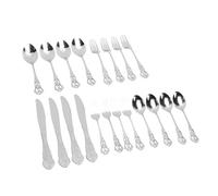 HEEPDD Set di Posate in Acciaio Inossidabile, Set di Posate Vintage da 20 Pezzi per 4 Persone, Utensili da Lavabili in Lavastoviglie con Forchette, Cucchiai e Taglierini (SILVER)