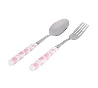 HEEPDD Set di Posate Set di Posate in Acciaio Inossidabile per Bambini, 2 Pezzi per Bambini, 2 Pezzi con Scatola Portaoggetti, Forchetta e Cucchiaio, Design Addensato, Stoviglie da 7,60 Pollici (PINK)