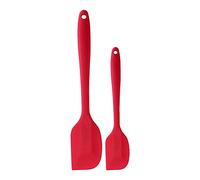 HEEPDD Set di Raschietti in Silicone con Manico Lungo, Spatola per Alimenti, Utensile da in 2 Pezzi per Preparare Torte e Dessert, Rosso Verde Giallo, Non Tossico, Facile da Pulire, Prodotti da (#1)